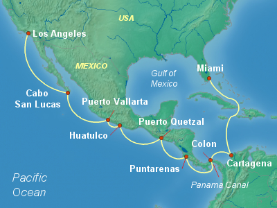 Panama Canal Cruise Itinerary Map
