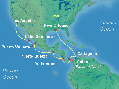 Panama Canal Cruise Itinerary Map