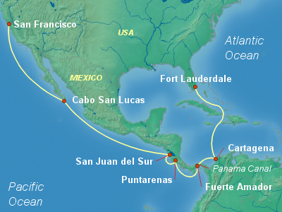 Panama Canal Cruise Itinerary Map