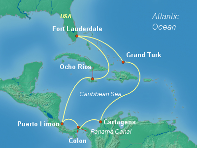 Panama Canal Cruise Itinerary Map