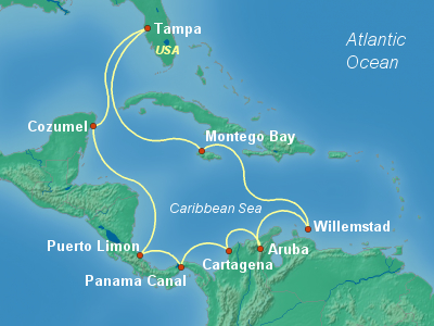 Panama Canal Cruise Itinerary Map