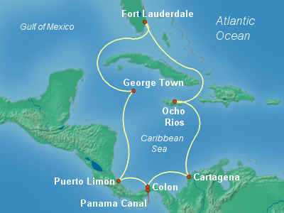 Panama Canal Cruise Itinerary Map