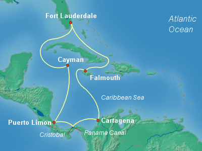 Panama Canal Cruise Itinerary Map