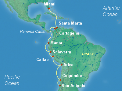 Panama Canal Cruise Itinerary Map