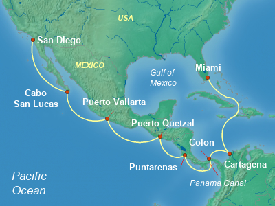 Panama Canal Cruise Itinerary Map