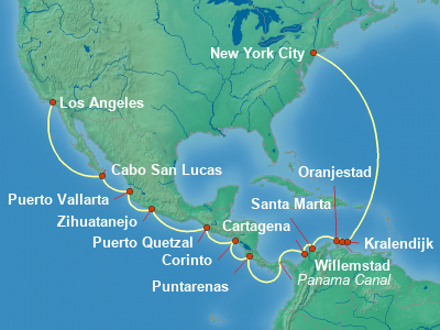 Panama Canal Cruise Itinerary Map
