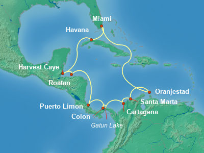 Central America Cruise Itinerary Map
