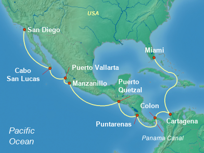 Panama Canal Cruise Itinerary Map