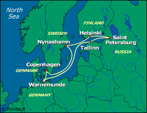 Baltic, Russia Cruise Itinerary Map