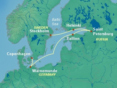 Baltic, Russia Cruise Itinerary Map