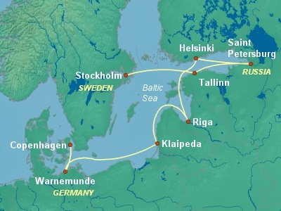 Baltic, Russia Cruise Itinerary Map