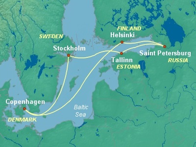 Baltic, Russia Cruise Itinerary Map