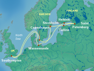 Baltic, Russia Cruise Itinerary Map