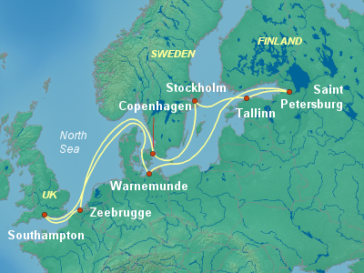 Baltic, Russia Cruise Itinerary Map