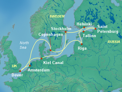 Baltic, Russia Cruise Itinerary Map