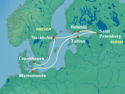Baltic, Russia Cruise Itinerary Map