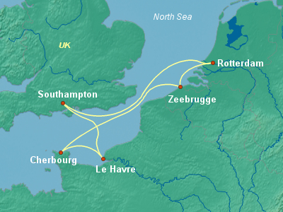 Europe , British Isles Cruise Itinerary Map