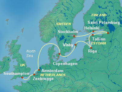 Baltic, Russia Cruise Itinerary Map