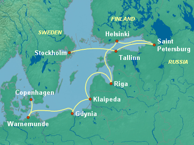 Baltic, Russia Cruise Itinerary Map