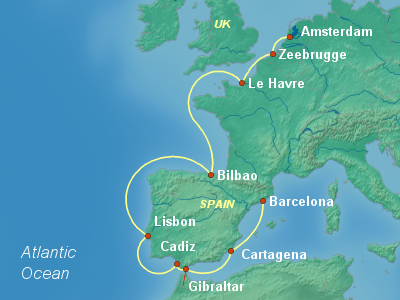 Europe , British Isles Cruise Itinerary Map