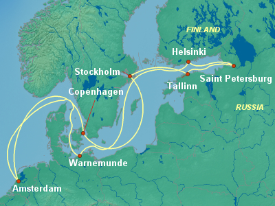 Baltic, Russia Cruise Itinerary Map