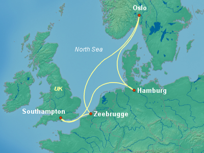 Europe , British Isles Cruise Itinerary Map
