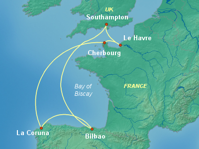 Europe , British Isles Cruise Itinerary Map