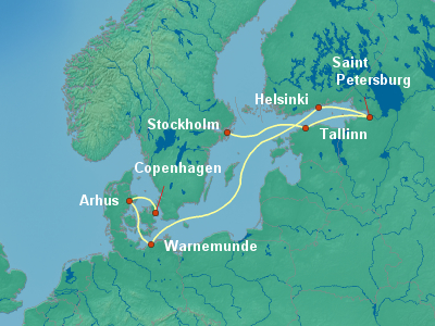 Baltic, Russia Cruise Itinerary Map