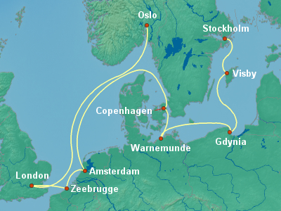 Baltic, Russia Cruise Itinerary Map