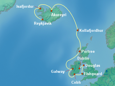 Europe , British Isles Cruise Itinerary Map
