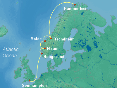 Scandinavia, Fjords Cruise Itinerary Map