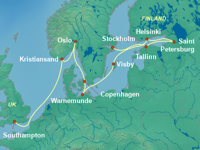 Baltic, Russia Cruise Itinerary Map