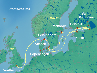Baltic, Russia Cruise Itinerary Map