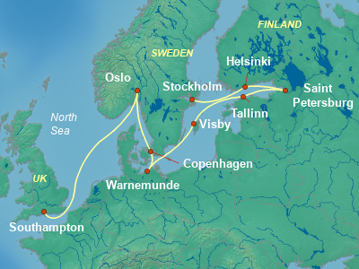 Baltic, Russia Cruise Itinerary Map