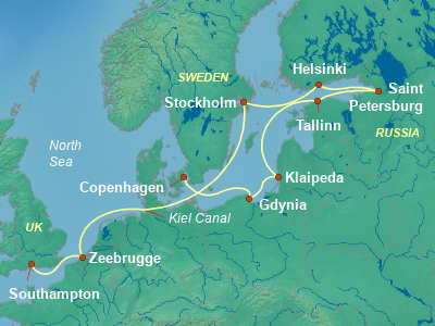 Baltic, Russia Cruise Itinerary Map