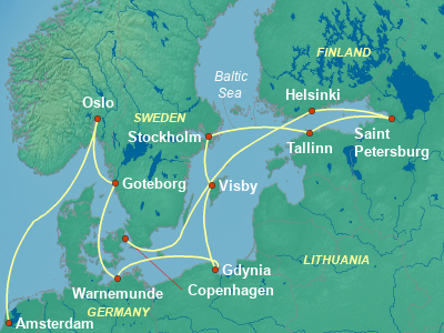 Baltic, Russia Cruise Itinerary Map