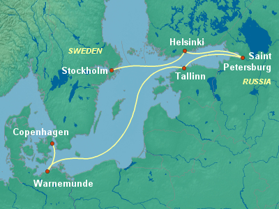 Baltic, Russia Cruise Itinerary Map