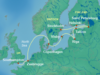 Baltic, Russia Cruise Itinerary Map