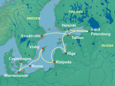 Baltic, Russia Cruise Itinerary Map