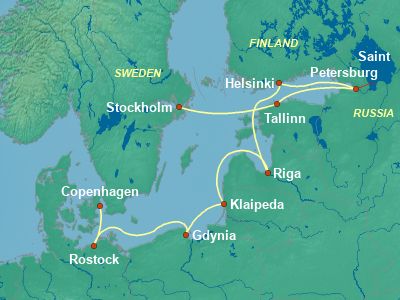 Baltic, Russia Cruise Itinerary Map