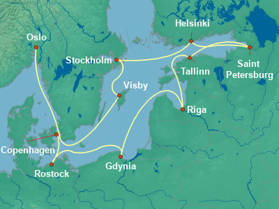 Baltic, Russia Cruise Itinerary Map