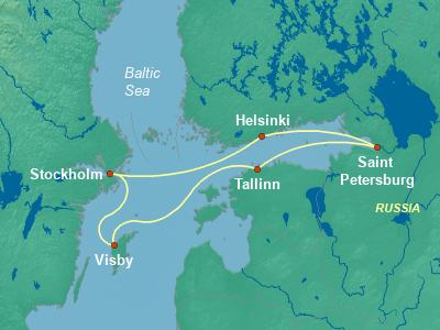 Baltic, Russia Cruise Itinerary Map