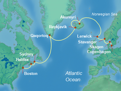 Scandinavia, Fjords Cruise Itinerary Map