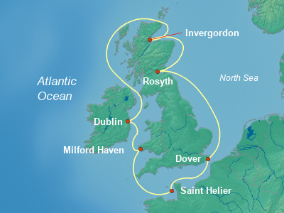 Europe , British Isles Cruise Itinerary Map