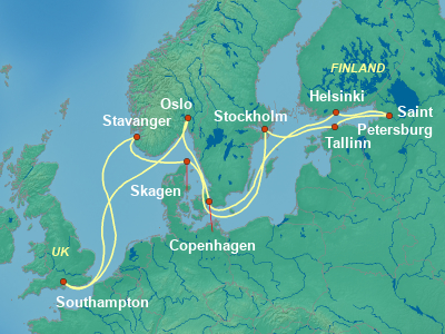 Baltic, Russia Cruise Itinerary Map
