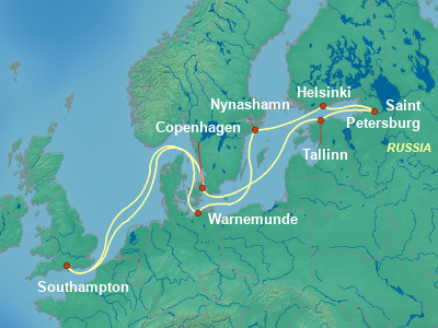 Baltic, Russia Cruise Itinerary Map