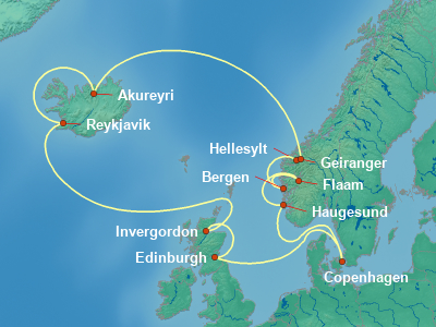 Scandinavia, Fjords Cruise Itinerary Map