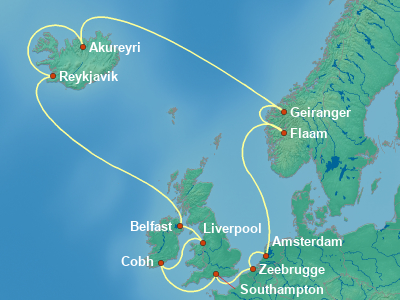 Scandinavia, Fjords Cruise Itinerary Map