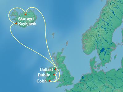 Europe , British Isles Cruise Itinerary Map
