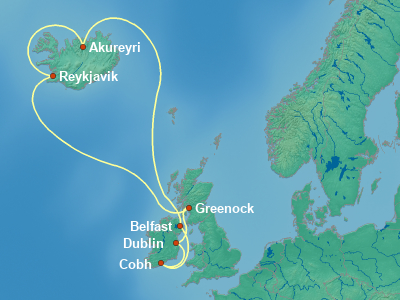 Europe , British Isles Cruise Itinerary Map